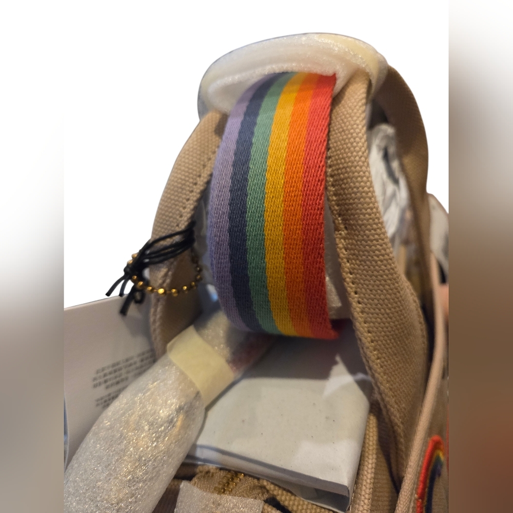 SOLD  NEW Cargo Tote 26 Canvas Bag With Rainbow Embroidery. Pride Trendy Chic - Picture 13 of 14